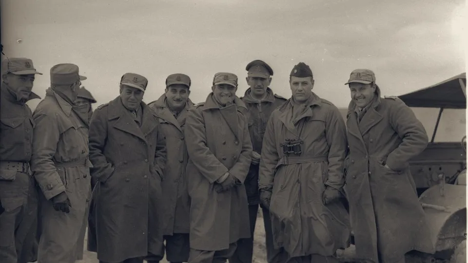 IDF and UN officers near the Faluja pocket during the siege of the Egyptian brigade, late 1948.
